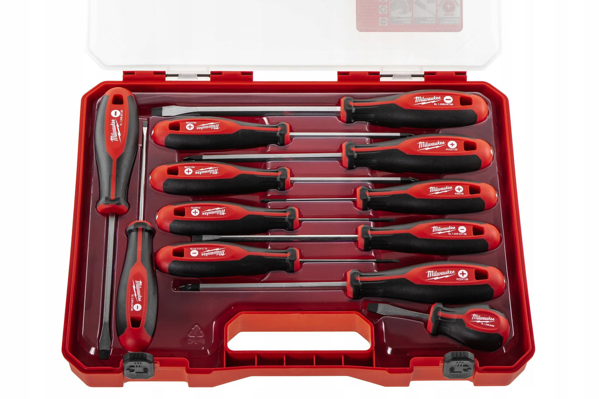 Milwaukee Set of 12 Tri-Lobe Screwdrivers 4932472003,Red