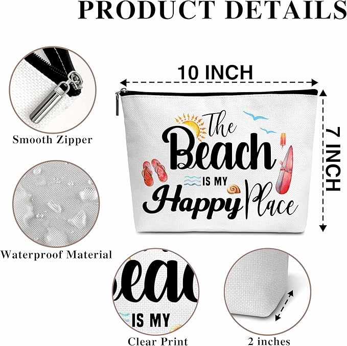Summer Cosmetic Bag, Cruise Gift Makeup Bag with Zipper for Toiletry Bag Accessories, Beach Lover Gifts for Women Girls Birthday- B05