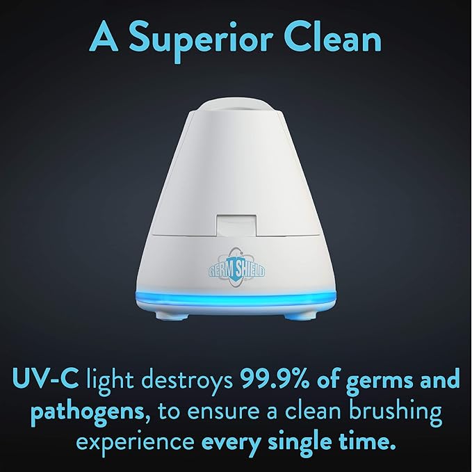 TAO Clean Germ Shield UV Toothbrush Sanitizer – Universal Cleaning Station that Accommodates all Manual and Electric Toothbrushes, Travel Friendly, Kills 99.9% of Germs