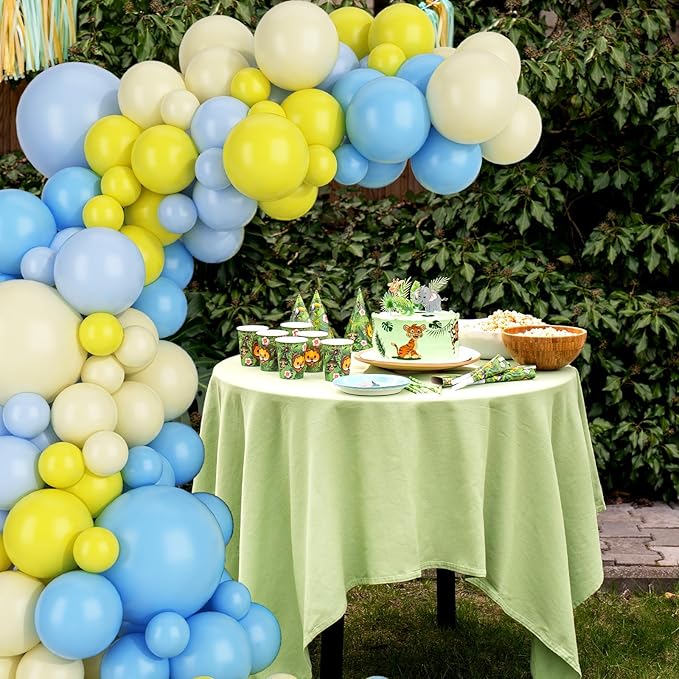 FunHot Blue Yellow Balloon Garland Arch Kit, Light Blue and Yellow Latex Balloons Large Maca Party Balloons for Kids Birthday Baby Shower Wedding Anniversary Party Decorations