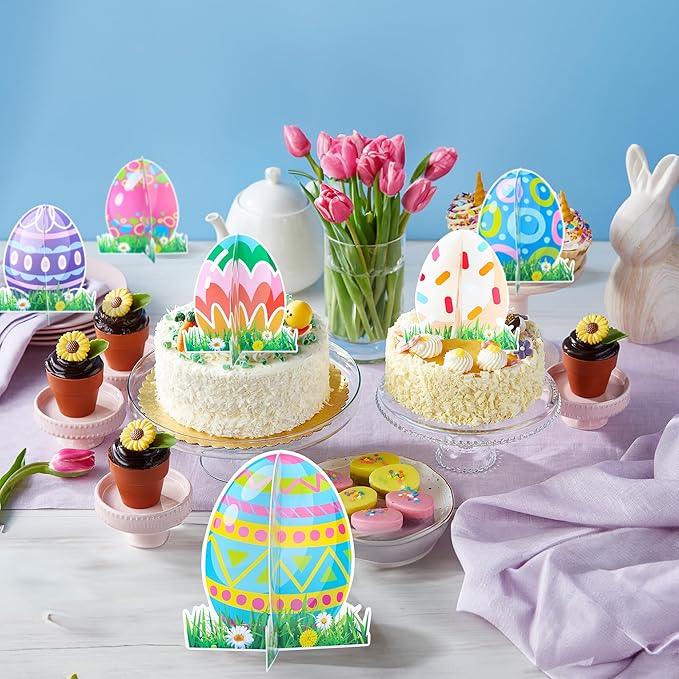 Gyufise 12 Pack Happy Easter Honeycomb Centerpieces for Table Decorations Bunny Easter Egg Centerpieces Decor for Easter Day Birthday Anniversary Party Supplies
