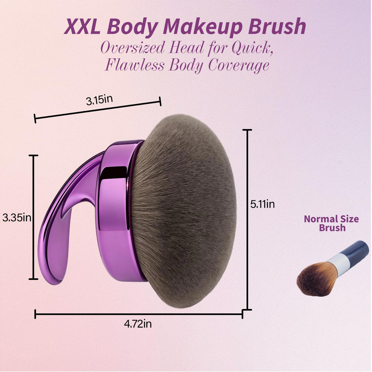 Blend & Blur Ultra Large Body Makeup Brush For Self Tanner, 5.11inch Wide-headed Kabuki Brush, Leg Makeup &Bronzer Self Tan Applicator Provides Effortless Pretty Finish, Blending Applicator- Purple