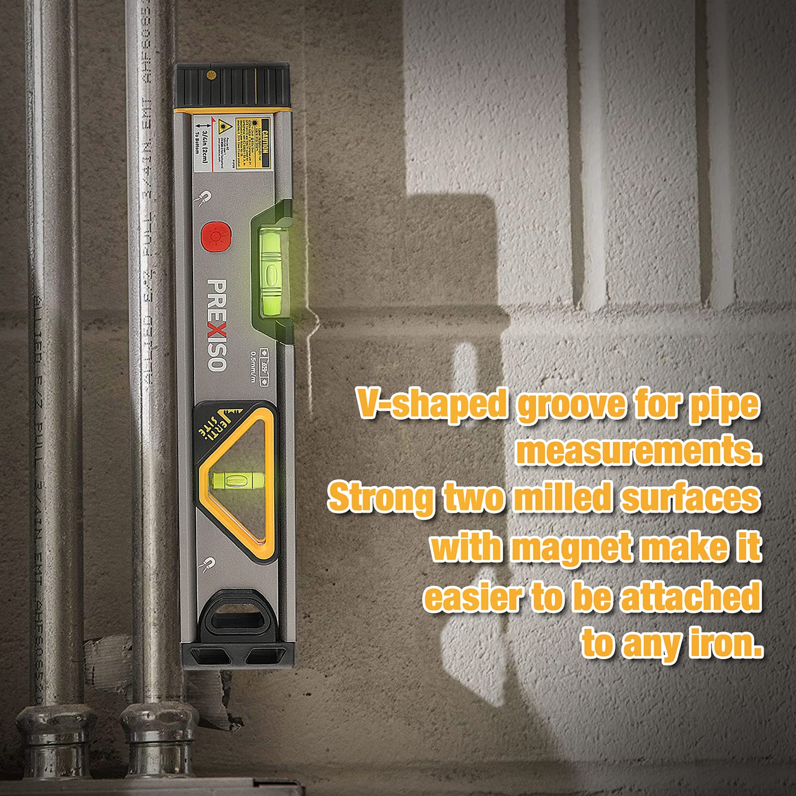 PREXISO 2-in-1 Laser Level 12 in Spirit Level with Light, 100Ft Alignment Point & 30Ft Leveling Line, Magnetic Laser Leveler Tool for Construction Picture Hanging Wall Writing Painting Home Renovation