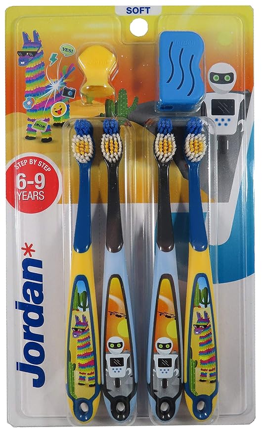 Jordan* | Step 1 + Step 3 Toothbrush Pack | Pack of Toothbrushes for Babies 0-2 Years and Children 6-9 Years Old | 4 + 4 Units