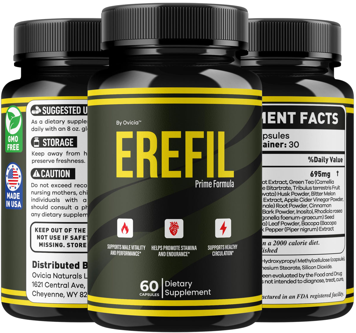 (3 Pack) Erefil Capsules - Official Erefil Pills Advanced Premium Formula Support Maximum Strength, All Natural Ingredients Vitamins for Overall Health & Wellness Reviews, 180 Capsules for 3 Months