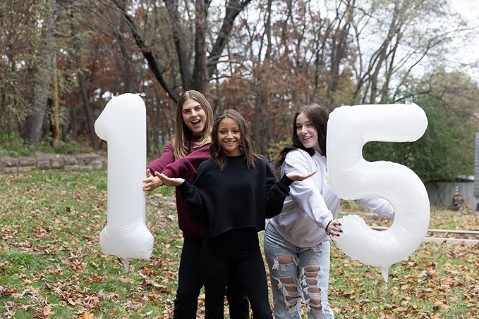 White Number 5 Balloon 40 Inch, 5 Balloon Number, 5th Birthday Decorations, White Party Supplies for Boys Girls