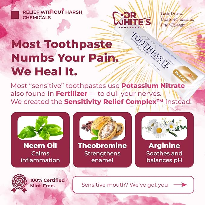 Dr. White’s Fruit by Design™ Line — Guava Glow Fluoride-Free Nano-Hydroxyapatite Toothpaste, 3.5 oz | Mint-Free | Dentist-Formulated | Enamel-Identical Mineral Care