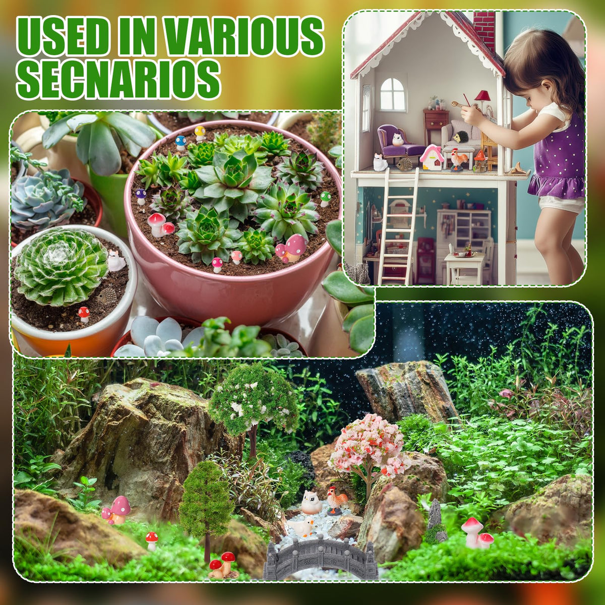 GGSTDDUP 65 Pcs Fairy Garden Accessories Mini Resin Animals Figures