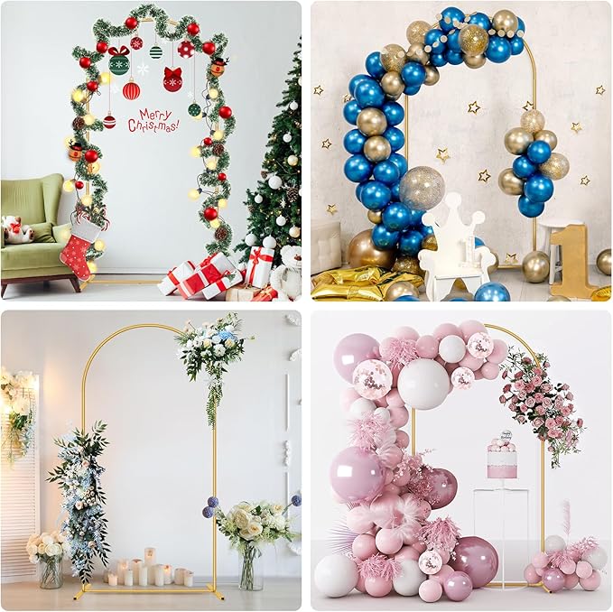 Metal Arch Backdrop Stand 7.2FT Gold Wedding Balloon Arched Backdrop Stand Square Arch Frame for Birthday Valentines Day Party Bridal Baby Shower Ceremony Decoration