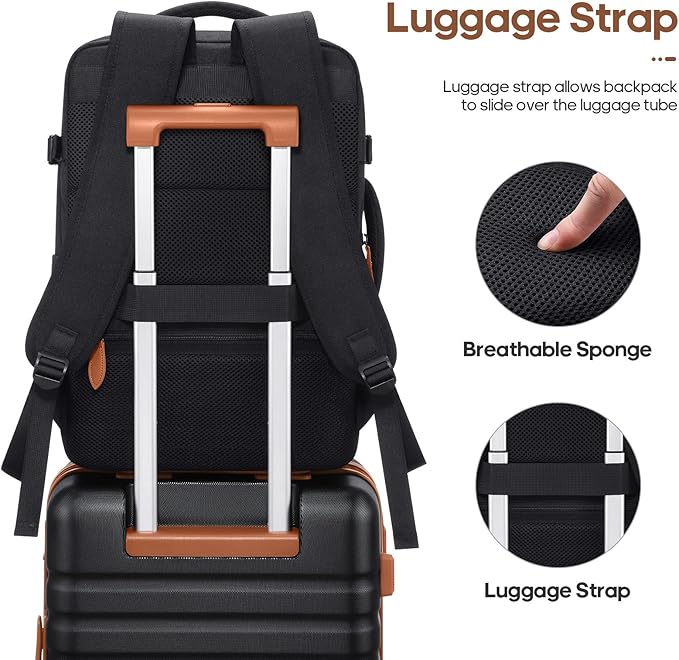 UKEIN Luggage Sets 3 Piece, Carry On Luggage 20In With Spinner Wheels,PC Hardside Suitcase Set with TSA Lock,Durable Carry On Suitcase With Travel Backpack for Men (Black, 3 piece set (20inch))