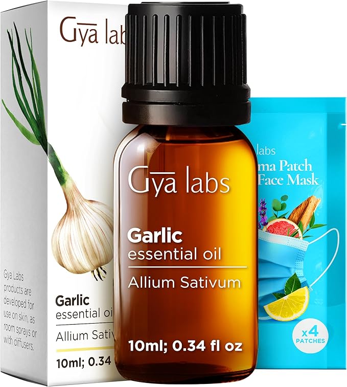 Gya Labs Garlic Essential Oil - 0.34 Fl Oz - for Hair, Skin, Diffuser, Aromatherapy & DIY Candle Making Scent
