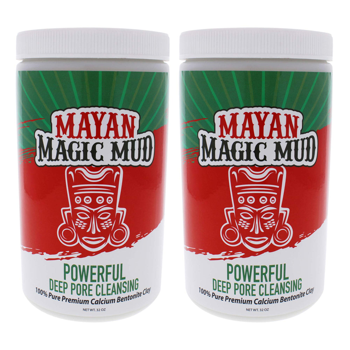 Mayan Magic Mud Powerful Deep Pore Cleansing Calcium Bentonite Clay - 4 lbs (2 Pc) - Bulk Natural Face Mask Peel for Men and Women - USA Made Full Facial Skin Care - Spa Skin Cleanser Beauty Products