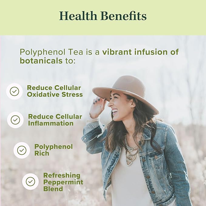 Jade Tea - Organic Polyphenol Tea - Peppermint Leaf, Star Anise, Clove, & Butterfly Pea Flower - Antioxidant Rich for Inflammation Support - Poha Berry Flavor - 25 Count (Pack of 1) - Made In USA
