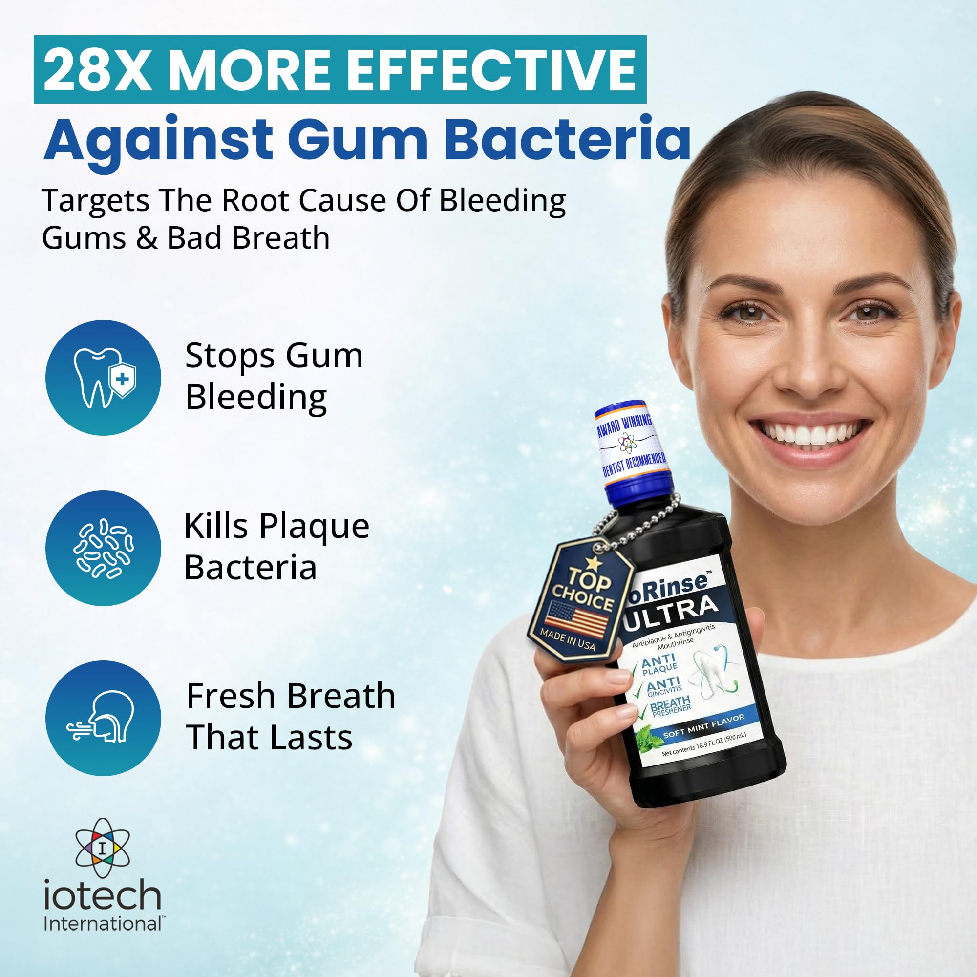 ioRinse Ultra Mouthwash is the Choice of 1,000s of Dentists as the Mouth Wash for Adults and Kids Oral Care. It's an Alcohol Free, Bad Breath Treatment and Gum mouthwash with Xylitol - Pack of 2