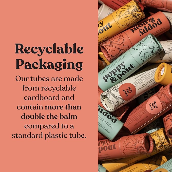 Jumbo Lip Balm Gift Set (3-Pack, Citrus Flavors) | Poppy & Pout All Natural Lip Balms & Moisturizers | Hydrates with Beeswax, Vitamin E, Organic Coconut Oil | Cruelty-Free | Recyclable Cardboard Tube