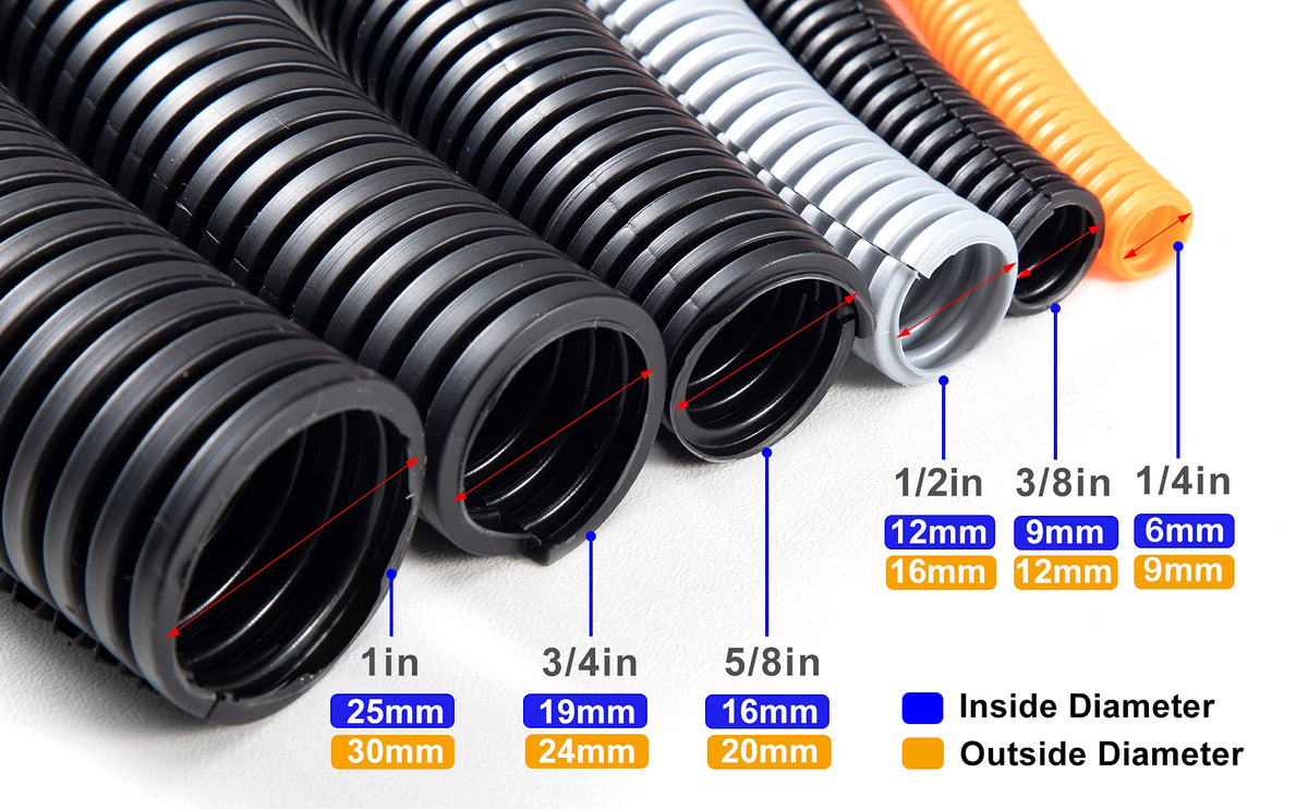 ZhiYo 100 FT 1/4" Wire Loom Split Tubing Auto Wire Conduit