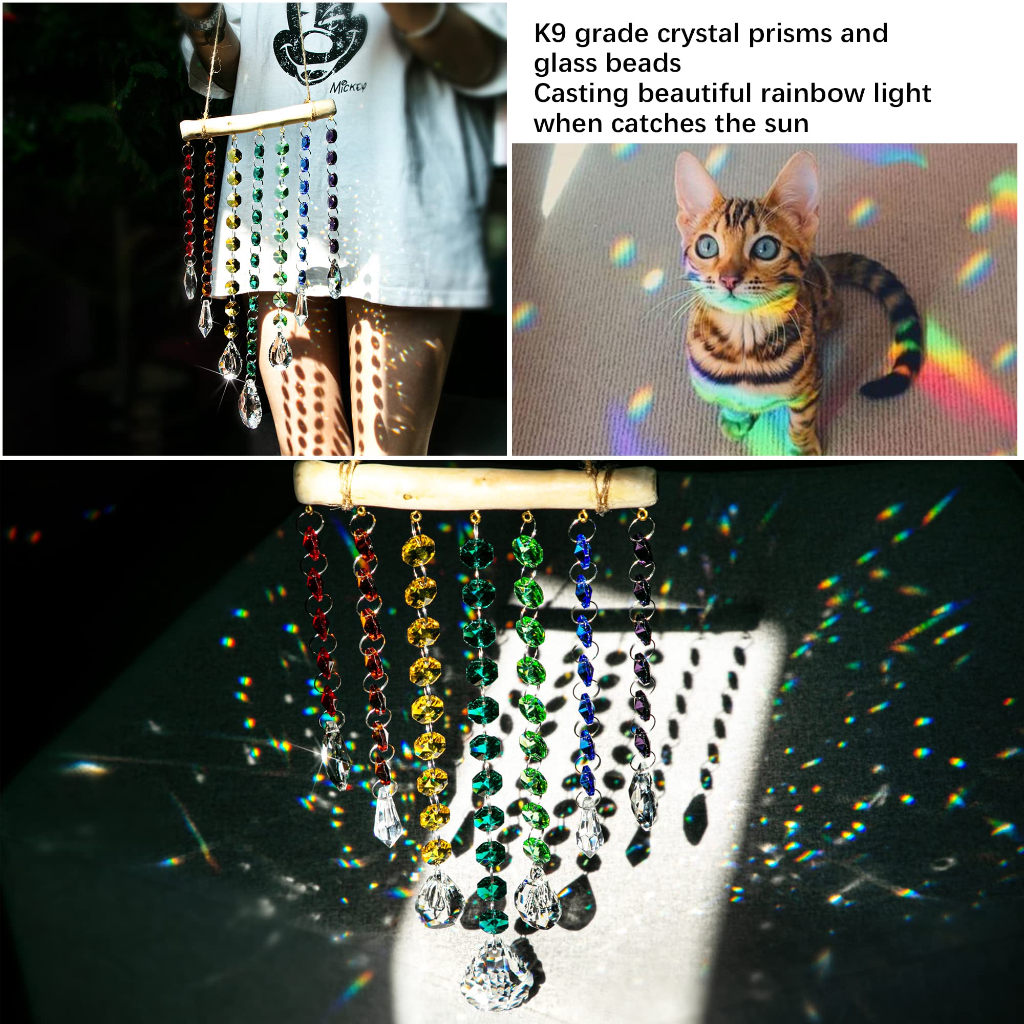 YU FENG 12 Inch Crystal Prism Suncatcher, Hanging Rainbow Maker Ornament