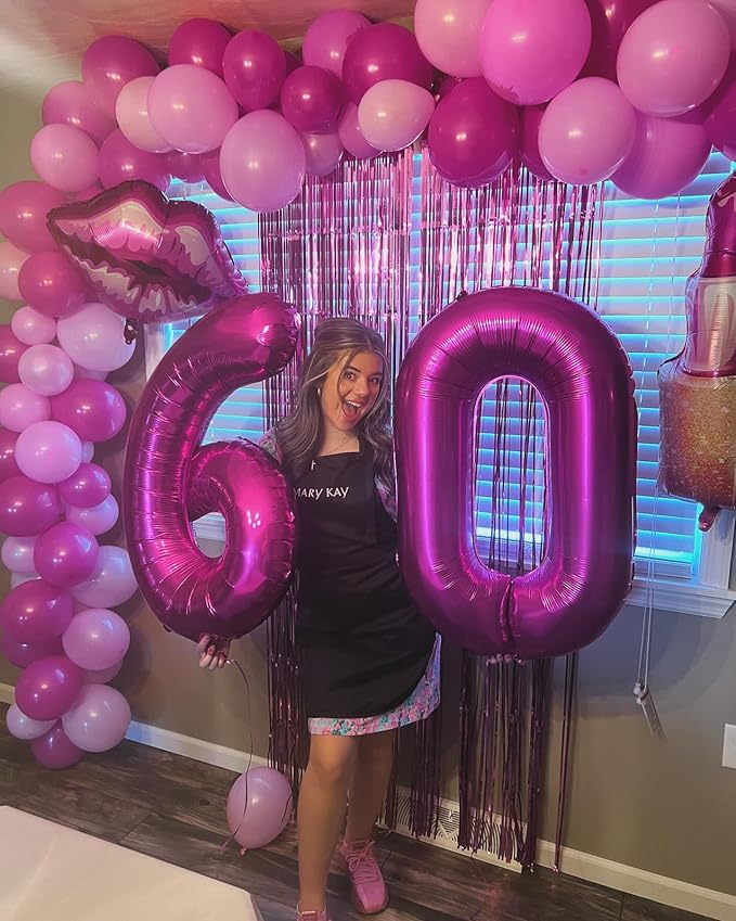 Rosy Purple Number 7 Balloon 40 Inch, 7 Balloon Number, 7th Birthday Decorations, Rosy Purple Party Supplies for Boys Girls