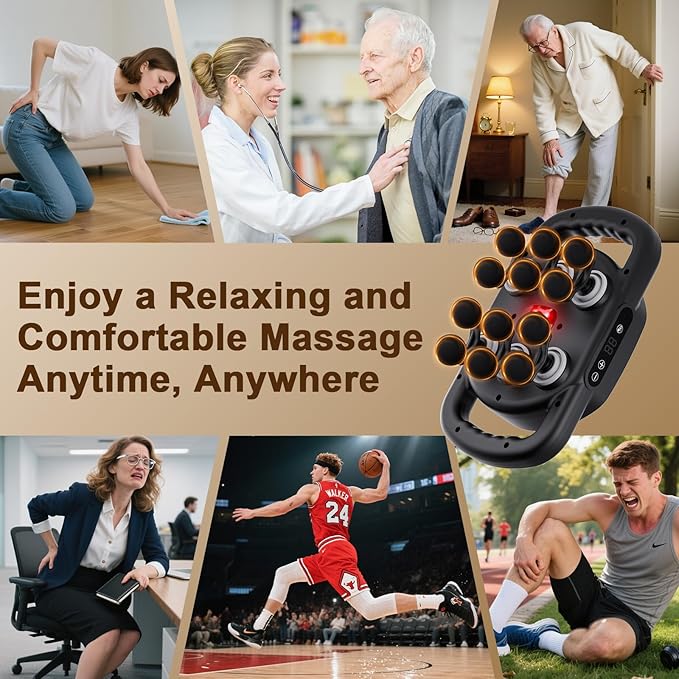 12 Head Massage Gun Deep Tissue with 9 Levels & 9 Modes,Electric Percussion Massager Tool for Back/Shoulder/Waist/Leg/Arm/Foot/Buttocks- Full Body Muscle Pain Relief, Ideal Gifts for Women/Men/Mom/Dad