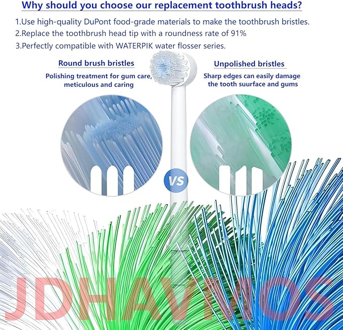 Replacement Toothbrush Heads for Waterpik Water Flossers, Replacement Picks Compatible with Waterpik, 3Pcs Replacement Heads for Water Pick flosser.(Assorted Brushhead, Random Delivery)