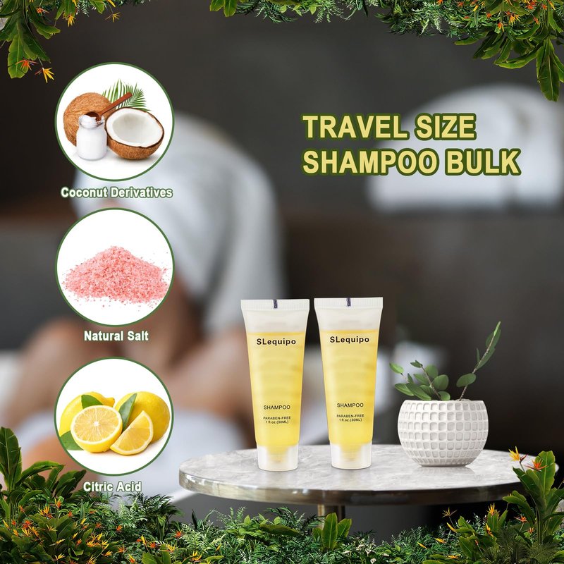SLequipo 100 Pack Travel Size Refreshing Shampoo Amenities, 1fl oz Mini Shampoo Bottles