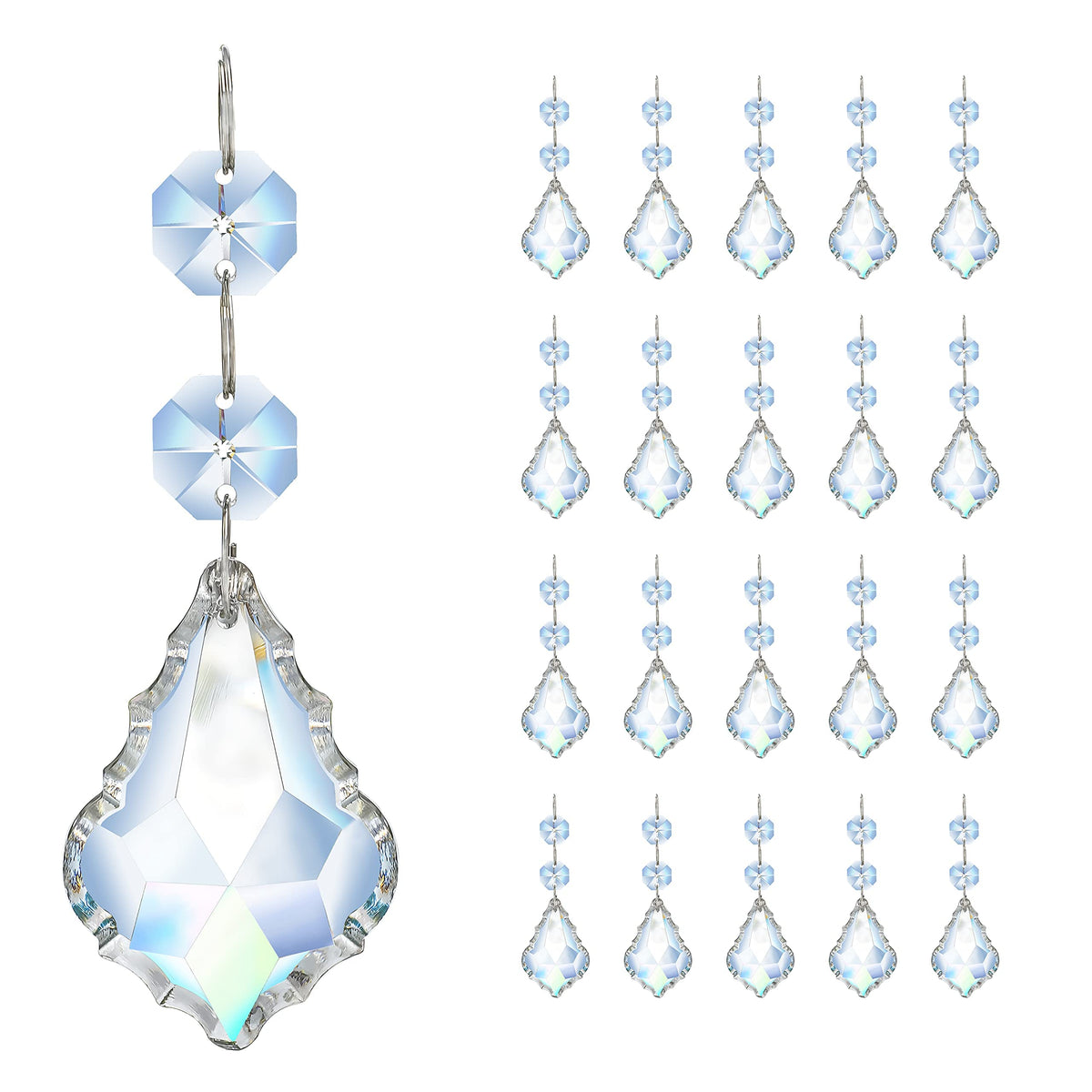 20pcs Crystal Chandelier Prism Pendant, 50mm Suncatchers Hanging Crystals