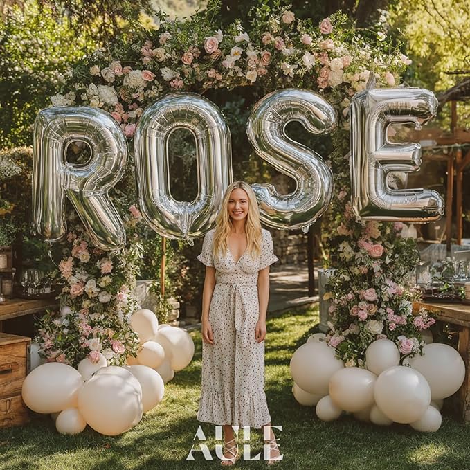 AULE 40 Inch Big Letter Balloon Silver R Large Foil Helium Alphabet Balloons A-Z for Birthday Anniversary Graduation New Year Party Decoration Supplies