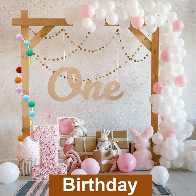 uxcell 2pcs Pom Pom Garland 6.6 Ft 30 Balls Colorful Felt Ball Garland for Wall Christmas Tree Decor Birthday Banner Easter Party Decorations, White, Green, Grey, Black