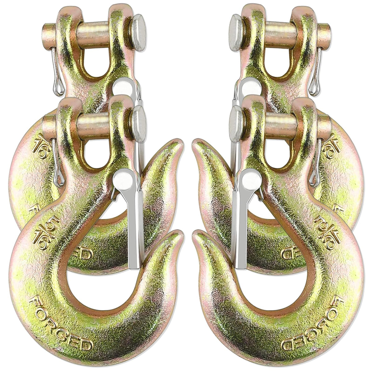 5/16" Clevis Slip Hook with Safety Latch, 4 Pack Heavy Duty Clevis Chain Hook for 5/16" Grade 70 Transport Chain, 14000LBS Capacity for Heavy Load