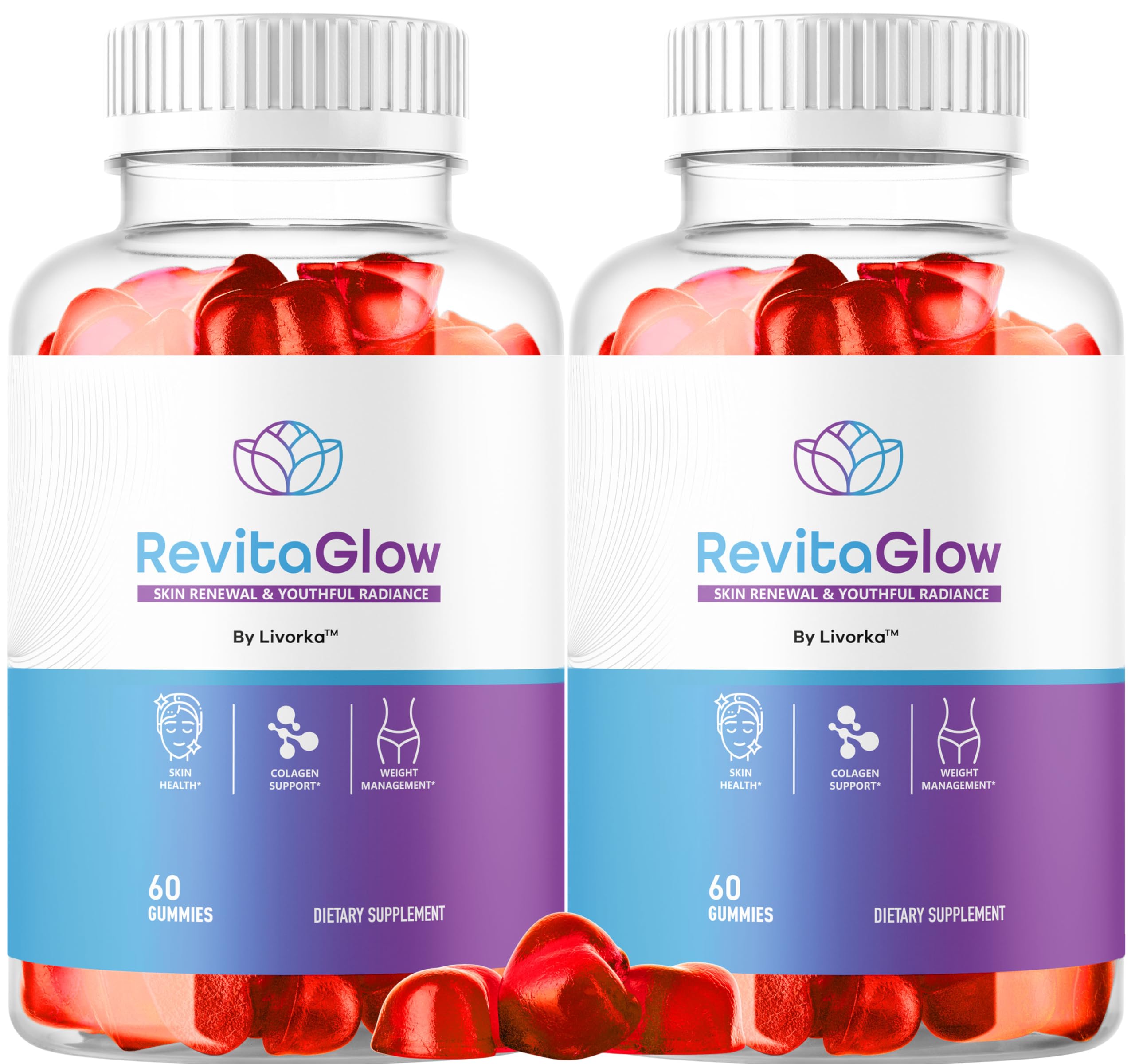 (2 Pack) RevitaGlow Gummies - Official Revita Glow Gummy Premium Natural Skin Health Support, RevitaGlowGummies for Gut and Skin Healthy Advanced Renewal Formula Gummys, 120 Gummies for 2 Months