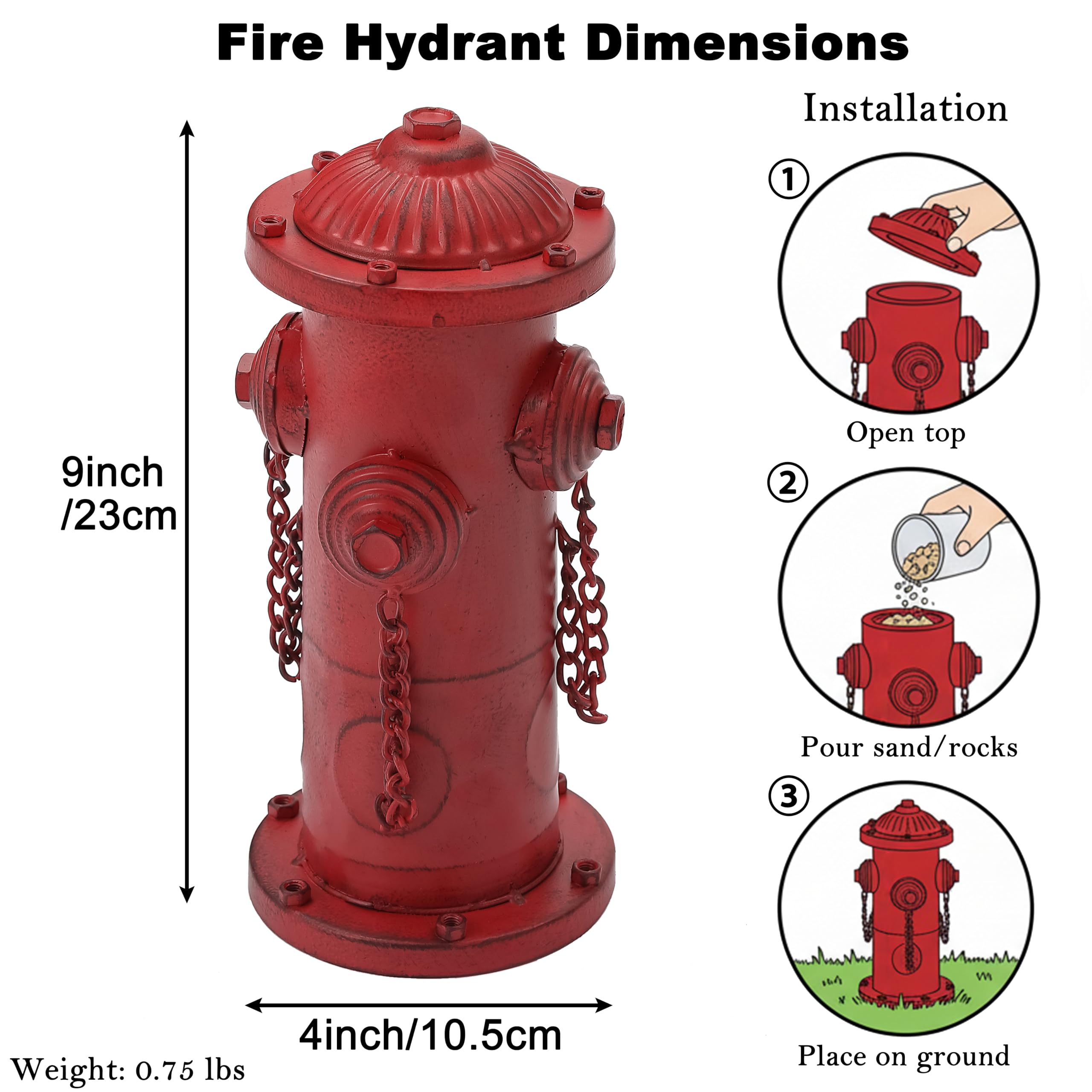 YiLifebes 9" H Small Dog Fire Hydrant Pee Post, Fire Hydrant for Home Decor