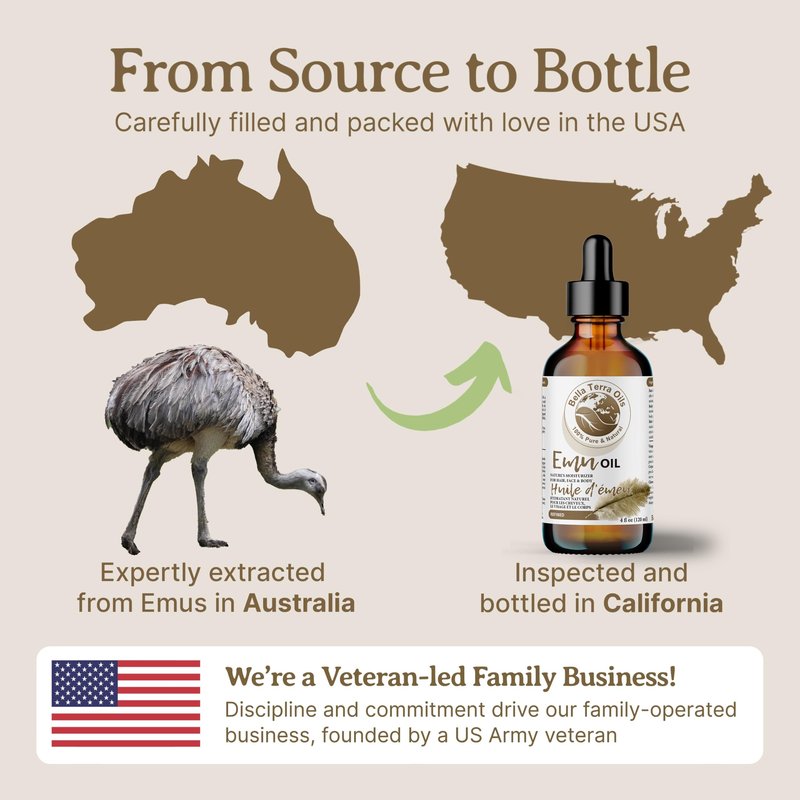 Bella Terra Oils - Emu Oil 8 oz - Celebrate the Australian Emu Heritage, Enveloped in Vitamin-rich Goodness, A Touch of Elegance for Skin