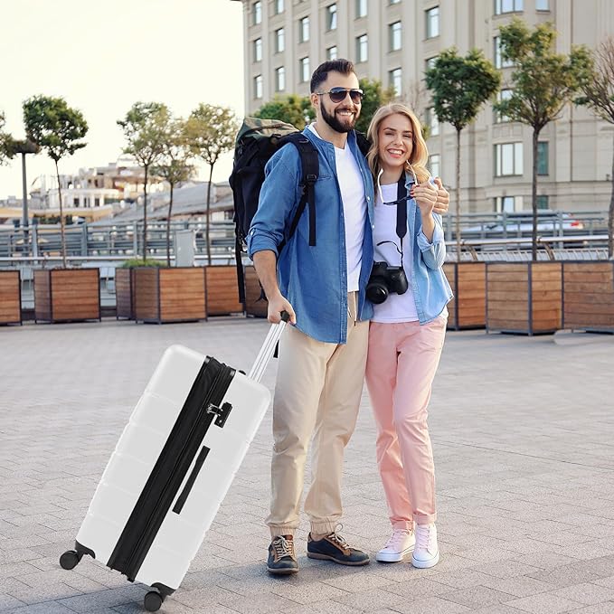 Sweetcrispy Carry on Suitcase, Luggage with Spinner Wheels, Hard Shell ABS, TSA Lock, 24 Inch White
