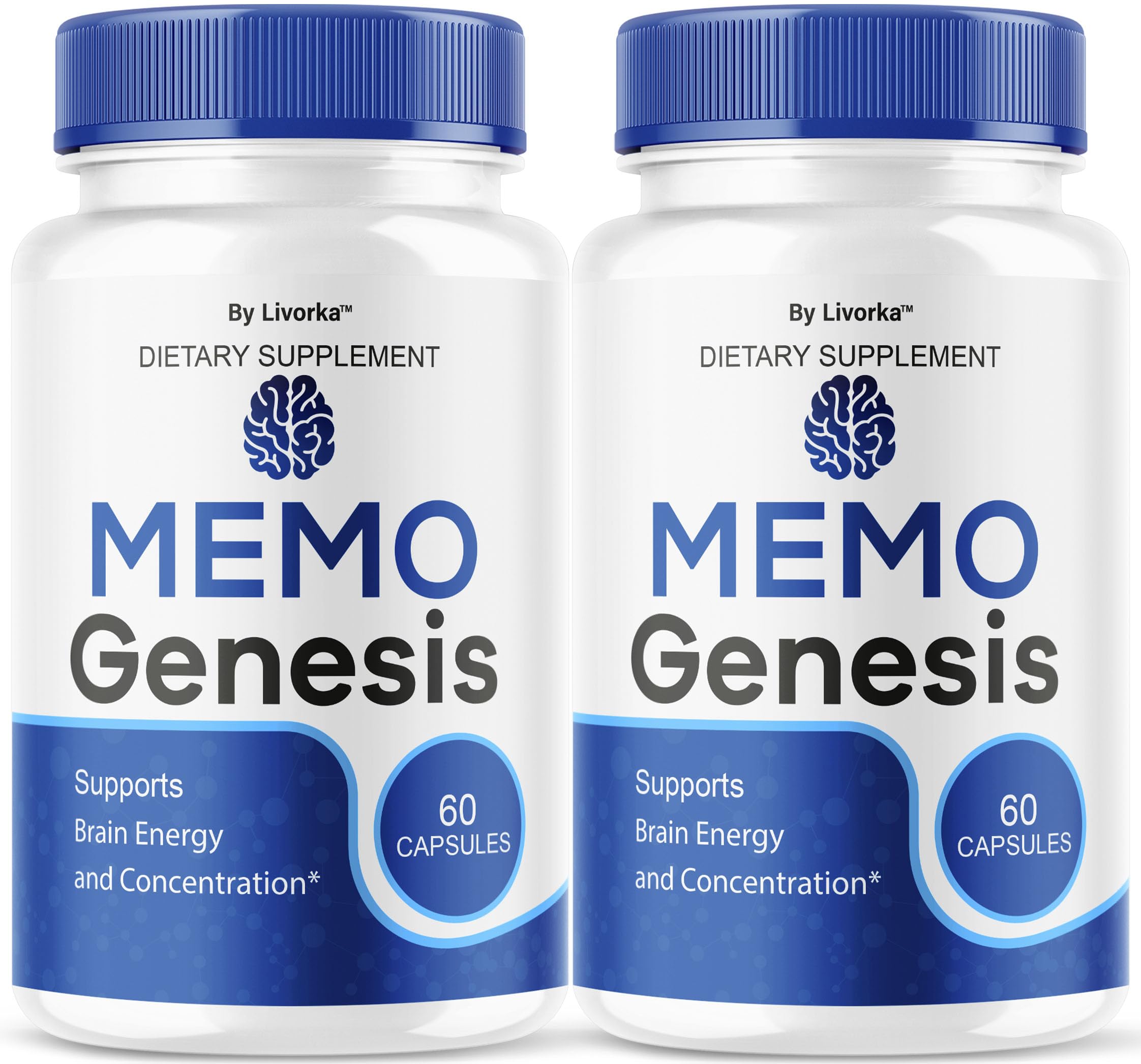 (2 Pack) Memo Genesis Capsules - Original MemoGenesis Brain Health Daily Support Pills Natural Advanced Formula Cognitive Health & Function to Help Maintain Clarity Focus, 120 Capsules for 2 Months