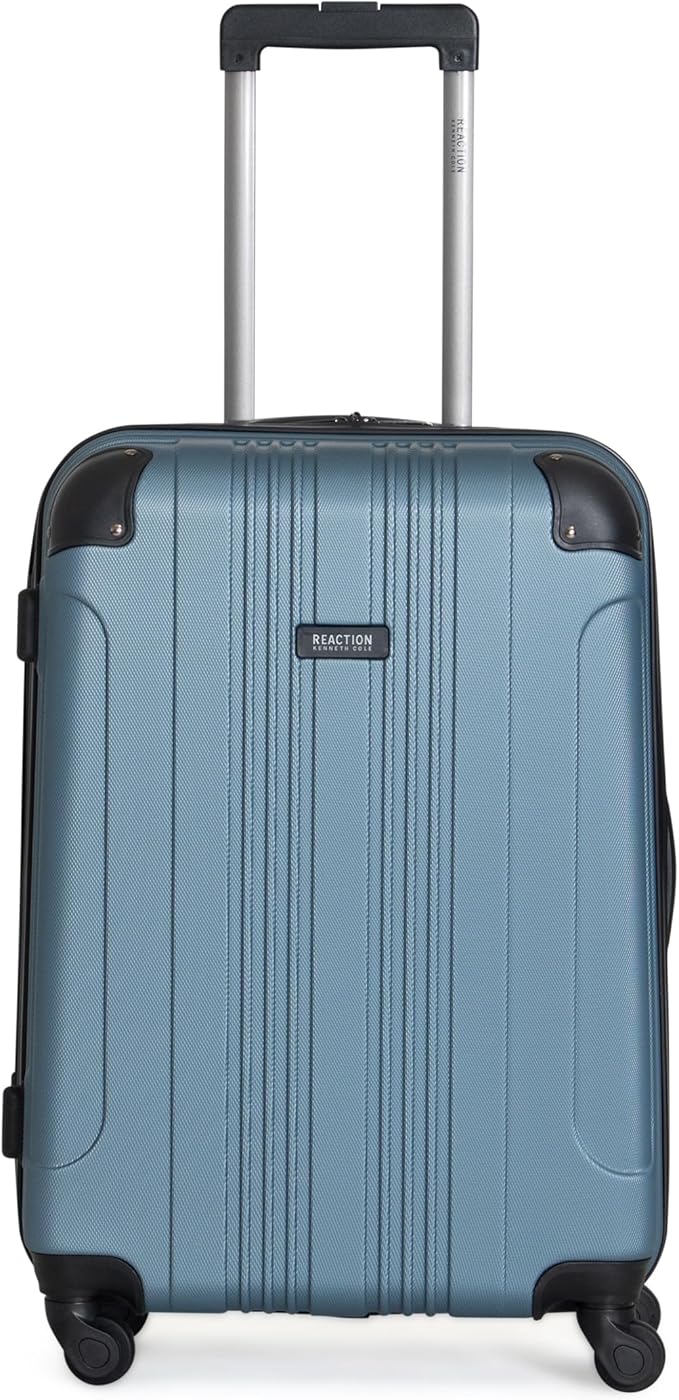 Kenneth Cole REACTION Out of Bounds Lightweight Hardshell 4-Wheel Spinner Luggage, Granite Blue, 24-Inch Checked