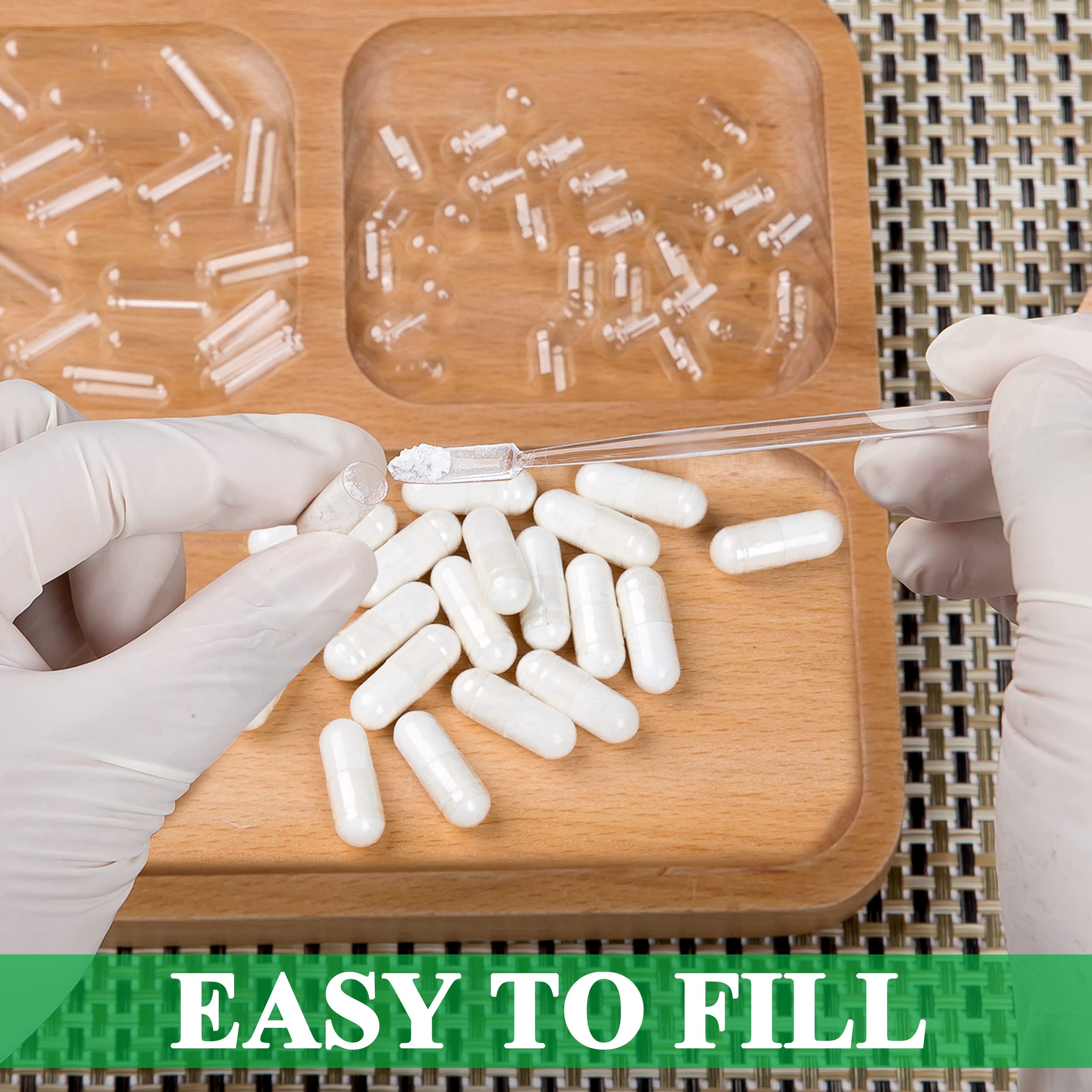 wananfu Size 1 Empty Capsules Vegetarian (1000 Count) Bundle with Micro Lab Spoon, Clear Fillable Veggie Pill Capsules Size 1 for Making Your Own Supplements