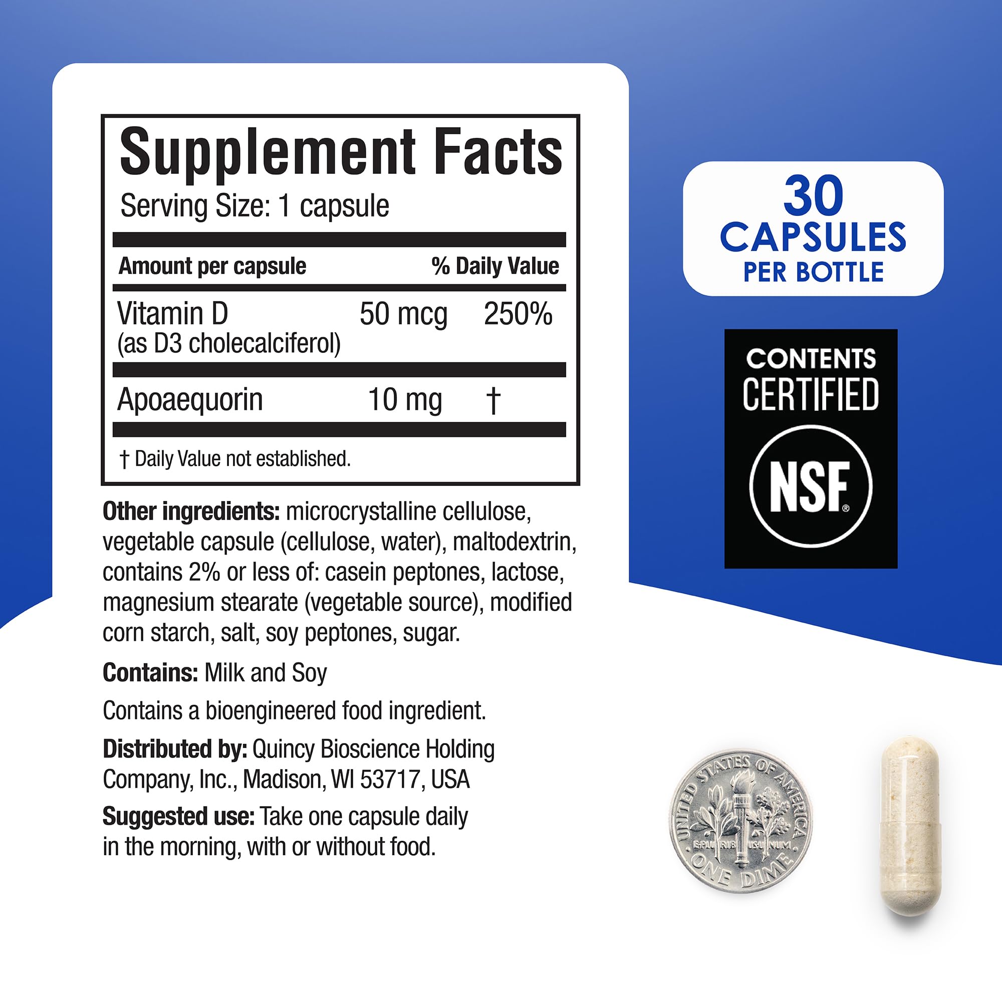 Prevagen Regular Strength - 30 Capsules (1 Month Supply) | Formulated for Your Brain | 10mg of Apoaequorin Plus Vitamin D3