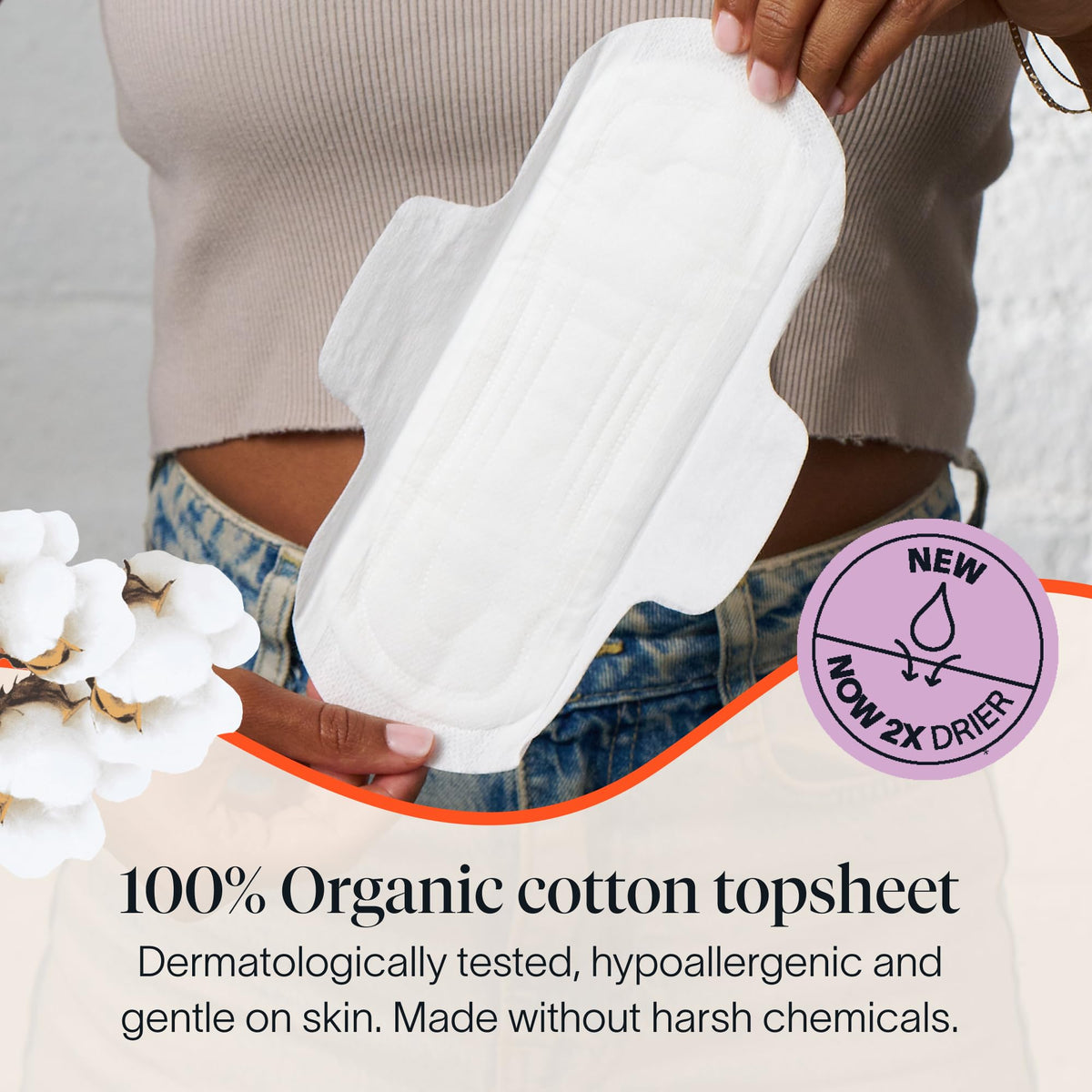 Cora 100% Organic Cotton Topsheet Pads (36 Regular Pads)