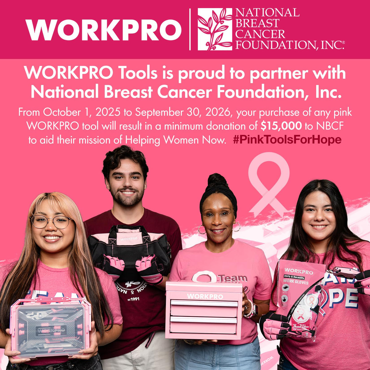 WORKPRO Garden Tool Bag, 10 Pockets and Shoulder Strap, Pink