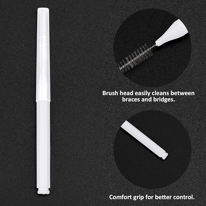Patelai 100 Pieces Braces Brush for Cleaner Interdental Brush Toothpick Dental Tooth Flossing Head Oral Dental Hygiene Flosser Toothpick Cleaners Tooth Cleaning Tool(White, Light Pink,Multiple Sizes)