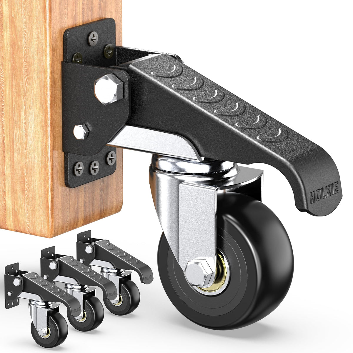 HOLKIE Retractable Casters Heavy Duty Casters with Lifting and Lowering Function Maximum Load of 700 lbs (4 casters) for Workbenches or Other Equipment