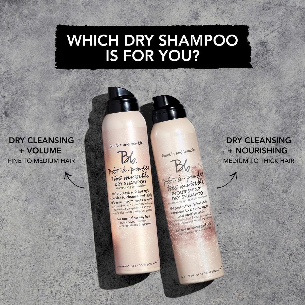 Bumble and bumble. Prêt-à-powder Très Invisible Volumizing Dry Shampoo | Lightly Volumizing, UV Protective + Absorbs Oil | Style Extender | For Fine to Medium Wavy, Straight Hair Types, 3.1 Ounce