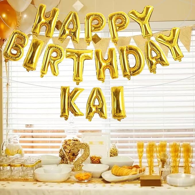 TONIFUL 65 Pcs 16 Inch Gold Happy Birthday Balloons and 2 Sets A-Z Foil Letters Balloons DIY Personalized Phrase Banner for Thanksgiving Christmas Birthday Celebration Halloween Party Decorations