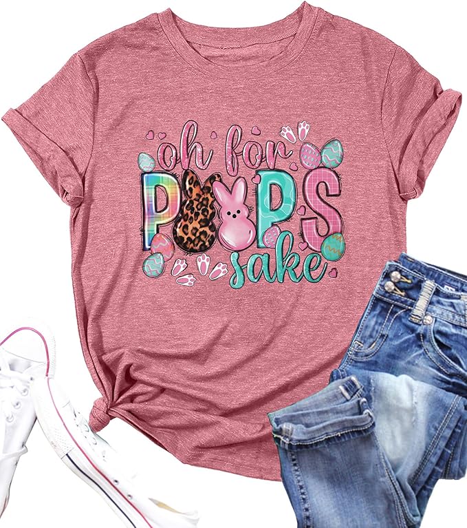 LAZYCHILD Women Easter Teacher Shirts: Funny Treat All with Kindness T-Shirt Bunny Rabbit Tee Tops