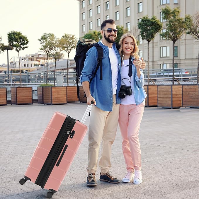 Sweetcrispy Carry on Suitcase, Luggage with Spinner Wheels, Hard Shell ABS, TSA Lock, 20 Inch Pink