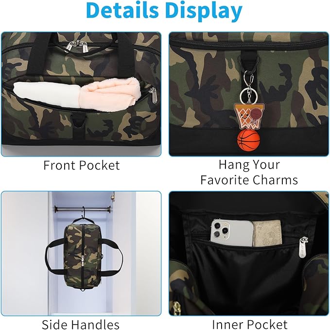 Apenze Small Gym Bag 14 inch lightweight Carry On Mini Duffel Bag with D-Ring for Travel Sport - Camouflage