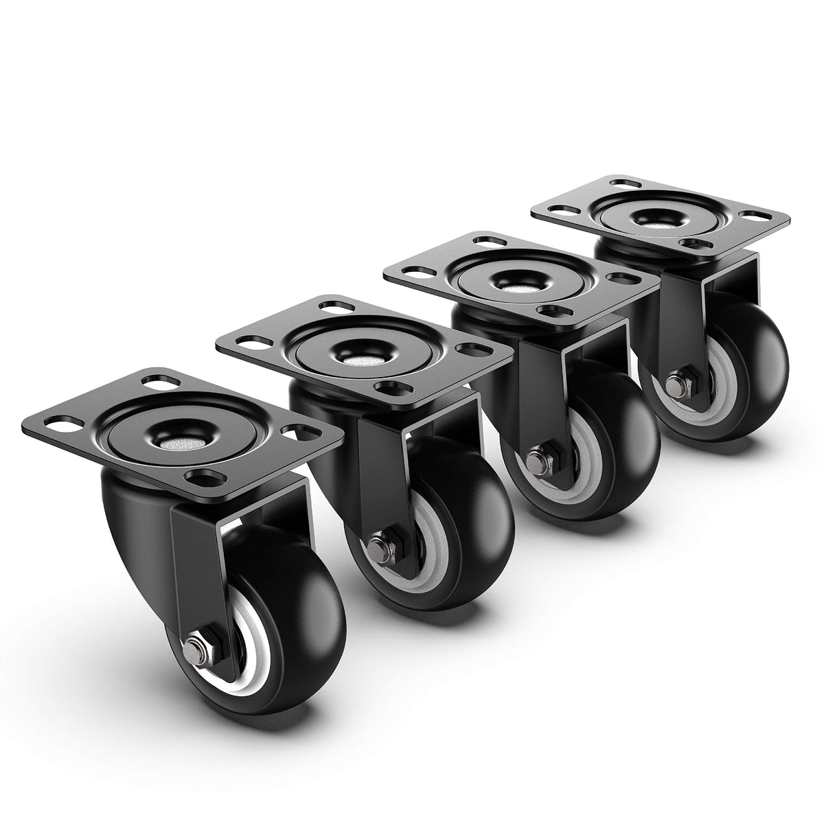 HOLKIE 2 Inch Swivel Caster Wheels - Heavy Duty 600 Lbs Capacity (Pack of 4) - Silent Polyurethane Casters No Brake - Non-Marking Rubber Replacement Wheels for Furniture, Cart, Workbench & Dolly
