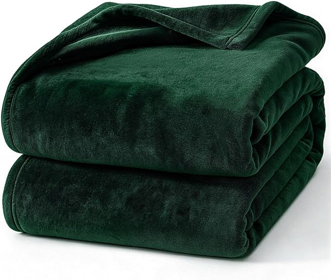 Hansleep Fleece Blanket for Couch Dark Green, Super Soft Flannel Fuzzy Throw Plush Cozy Blanket for All Seasons, Dark Green, Throw 50x60 Inches
