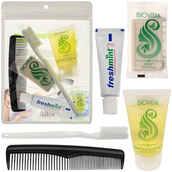 Moda West 4 Hygiene Kits - Toiletry Kit with Oral Care and Grooming Essentials, Featuring: Travel Size 5 Pc Kit