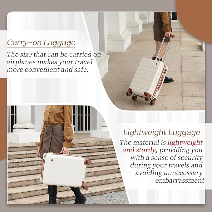 Hulsin Luggage Sets Clearance 3 Piece Hardside Suitcase with Wheels, 20/24/28 inch Rolling Luggage Set for Women, Hard Shell Travel Suitcases with TSA Lock (White, 3PCS)